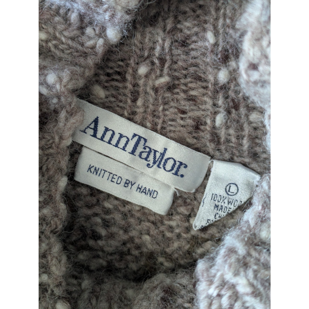 Vintage Ann Taylor Hand Knit Grape Grapevines Pullover Sweater Size Large Wool - Picture 3 of 12